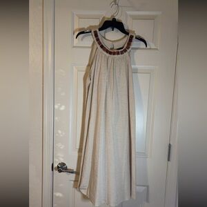 Mlle Gabrielle Cream Sleeveless Dress with Beaded Detail